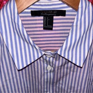 Forever 21 contemporary blue and white striped button down